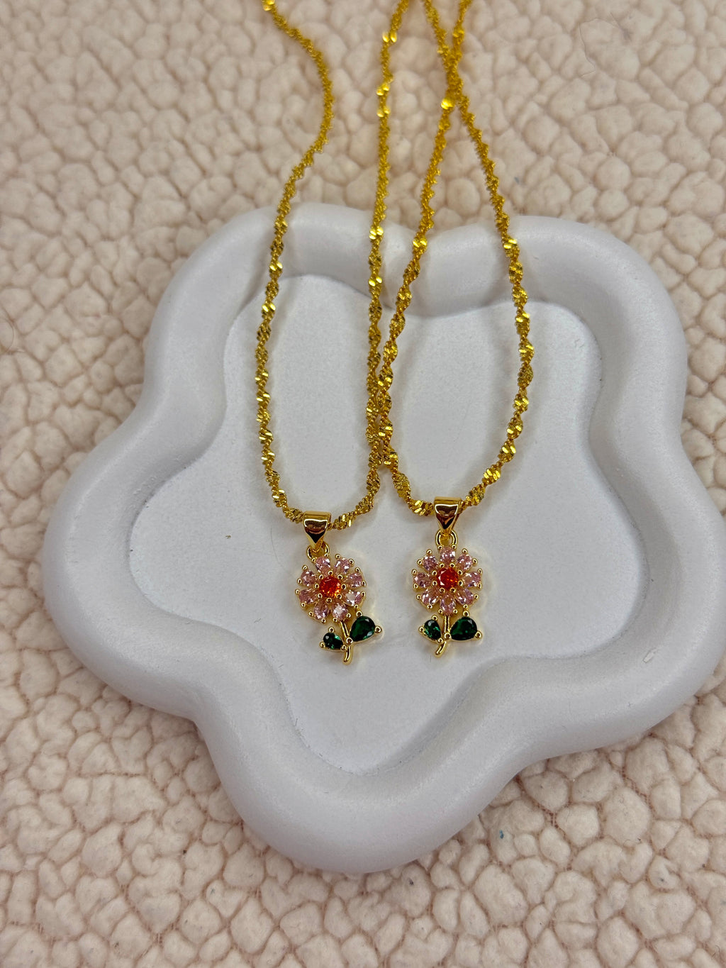 Pink flower necklace