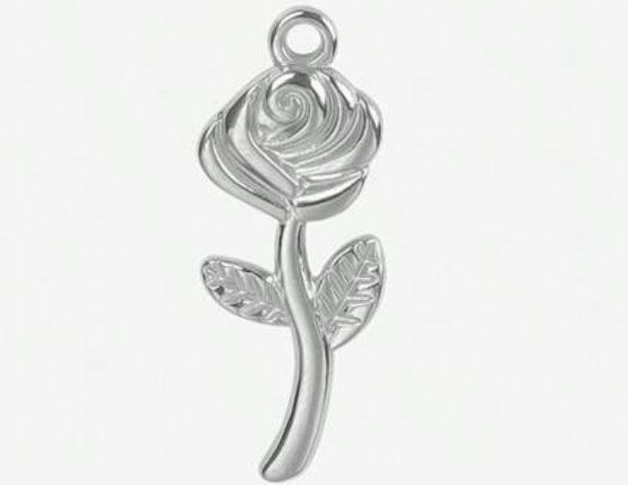 Silver rose charm