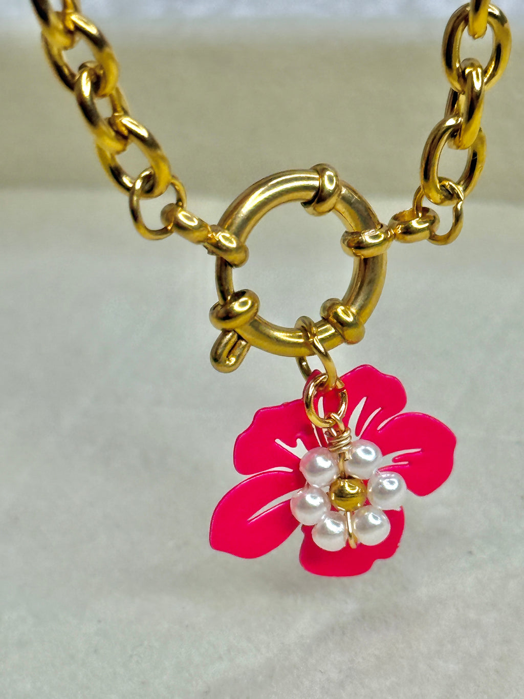 Pink flower necklace🌸